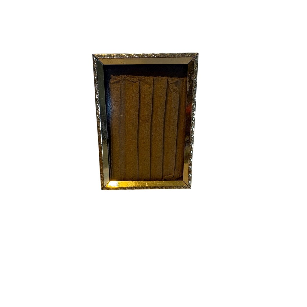 Vintage Gold Tone Embossed‎ Metal Picture Frame Small 3x4 Tabletop Display